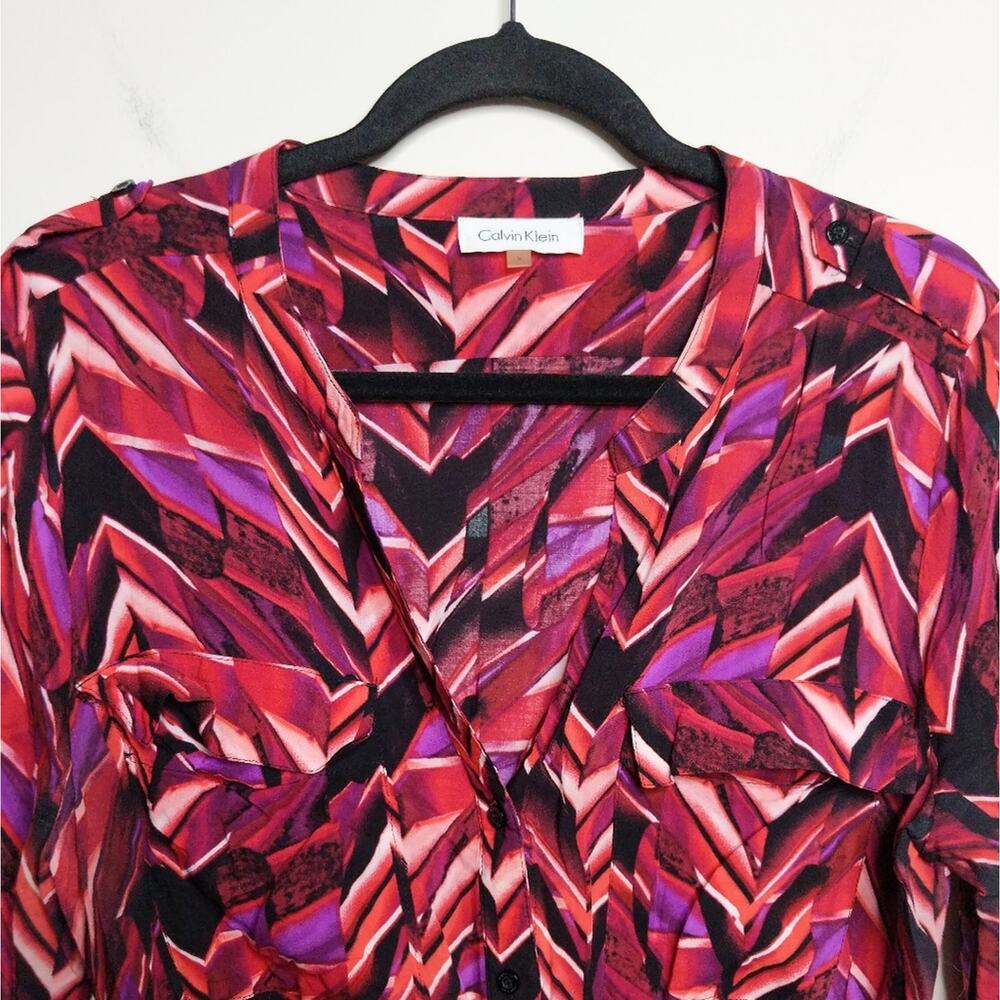 Calvin Klein Patterned Blouse - Size L - Euc - image 2
